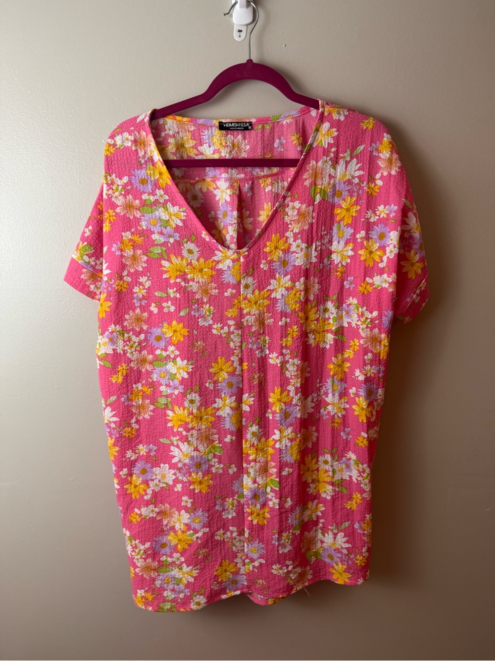 NWOT HEIMISH USA Pink Floral Shift Top 3XL